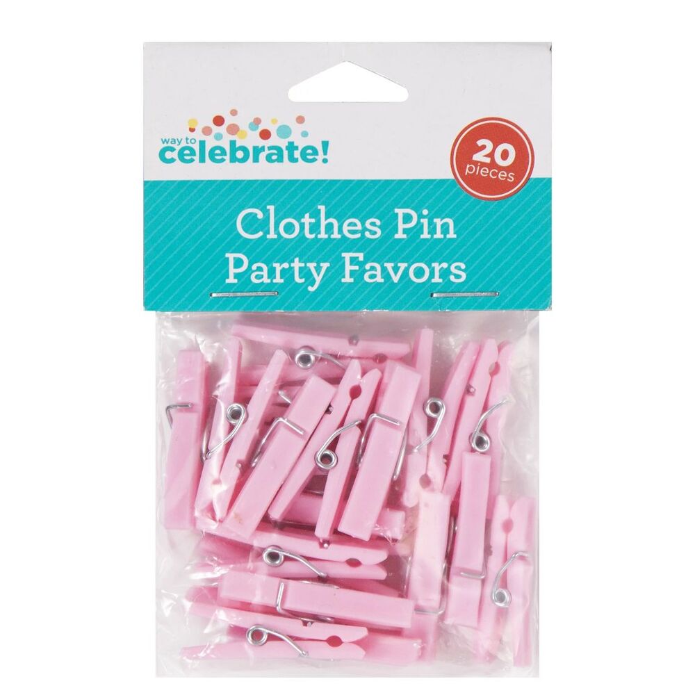 Way To Celebrate Girls Baby Shower Pink Mini Clothespins Party Favors (20 Piece)